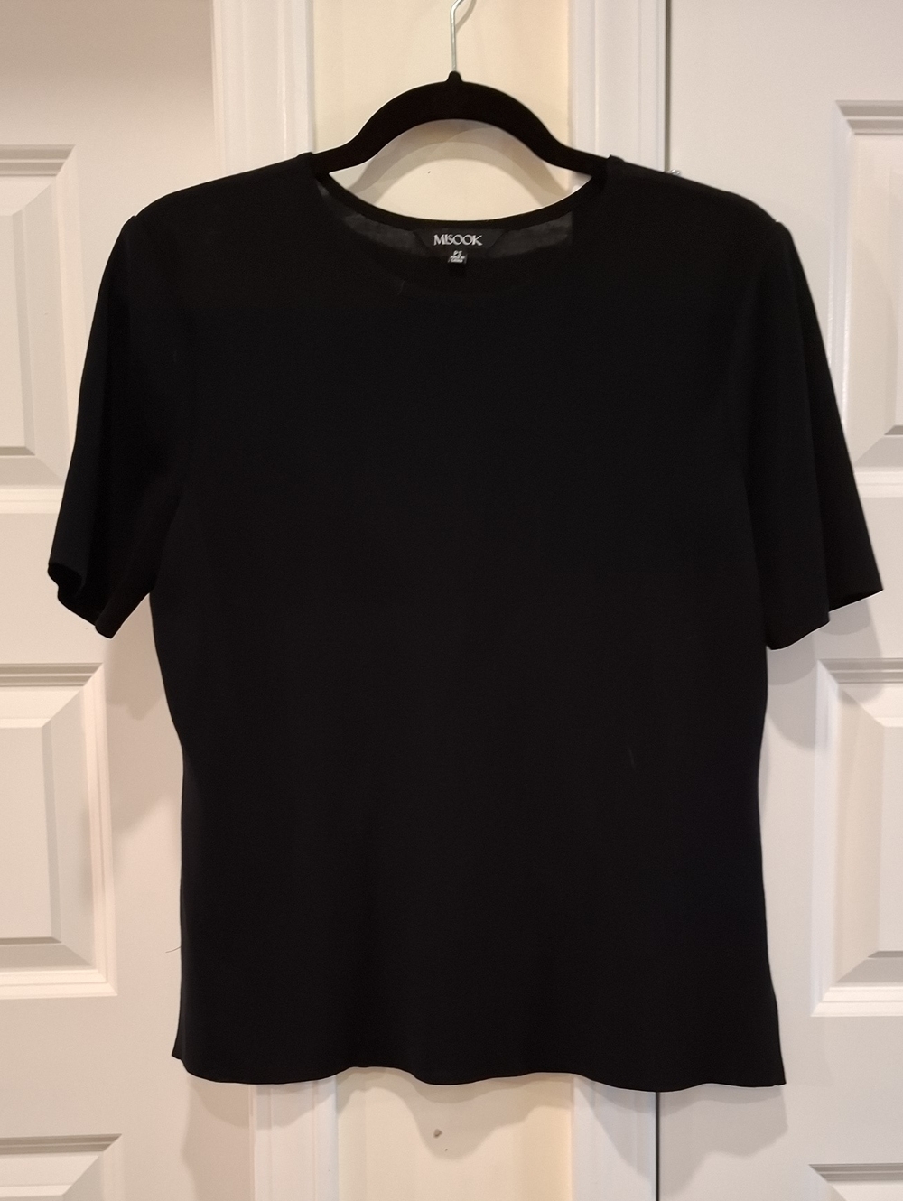 Misook Black Knit Split Hem Top Size PS